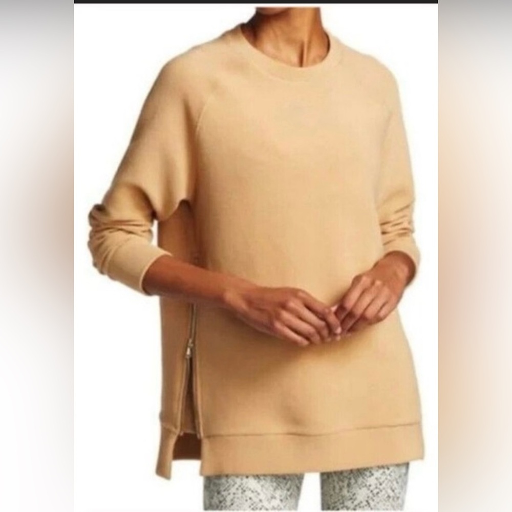 Varley Tan Ribbed Zippered Long Sweatshirt- Size Small